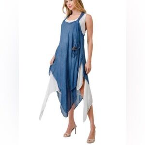 Zury Long Blue Denim Dress